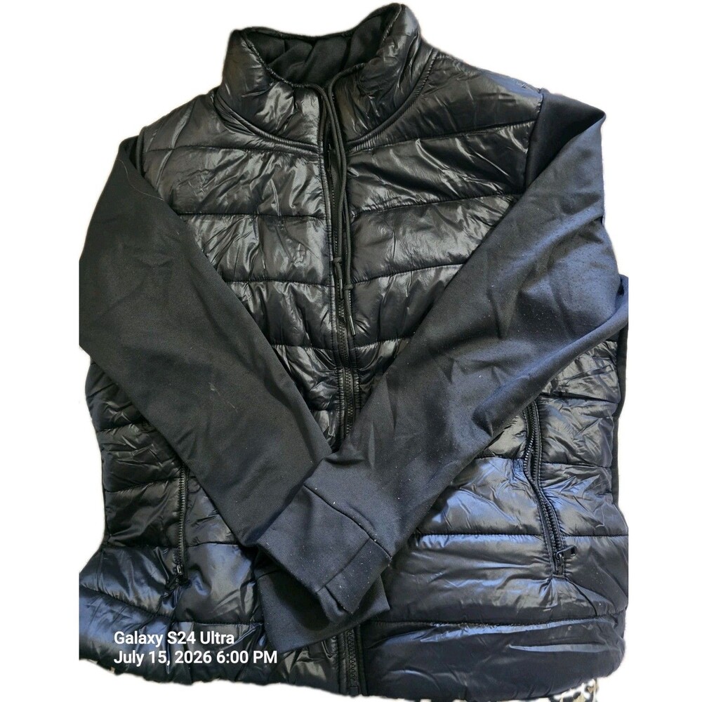 Avia Unisex Kids XL (16-18) Black Puffer Jacket Full Zip Pockets Nylon